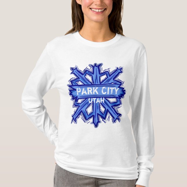 Hoodie för Park City Utah vintersnowflake T-shirt (Framsida)