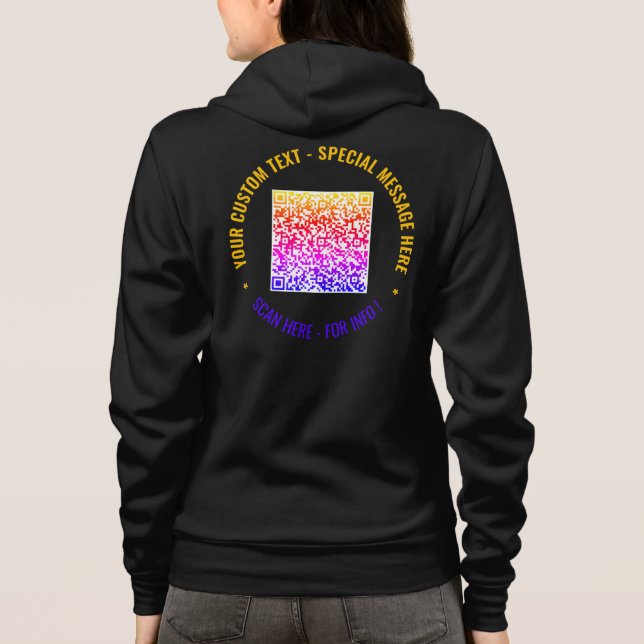 Hoodie för QR-kod och Anpassningsbar-text Välj Fär T Shirt (Baksida)