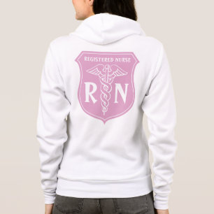 Hoodie för rosaRN-sjuksköterska med caduceussymb Tröja