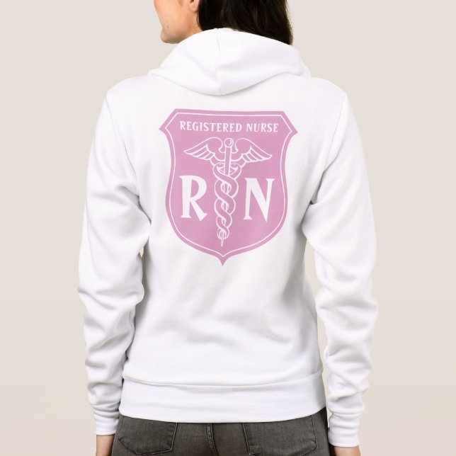 Hoodie för rosaRN-sjuksköterska med caduceussymbol Tröja (Baksida)