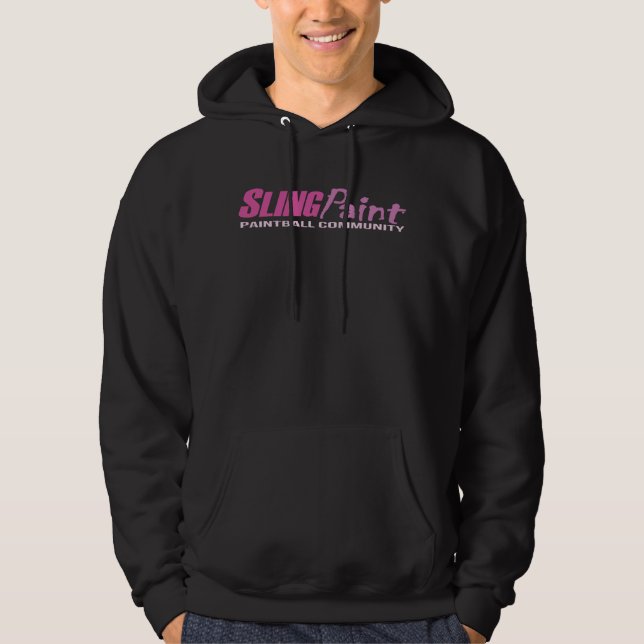 Hoodie för SlingPaint rosa logotypsvart (Framsida)