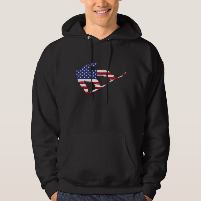 Hoodie för US-flaggaSnowboarder (Framsida)