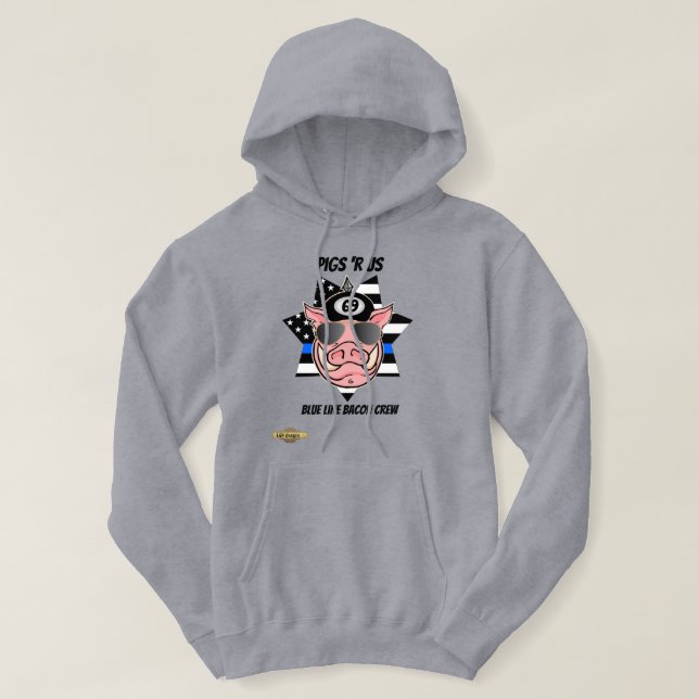hoodie "grisar 'r us" "blue line bacon herd" (Design framsida)