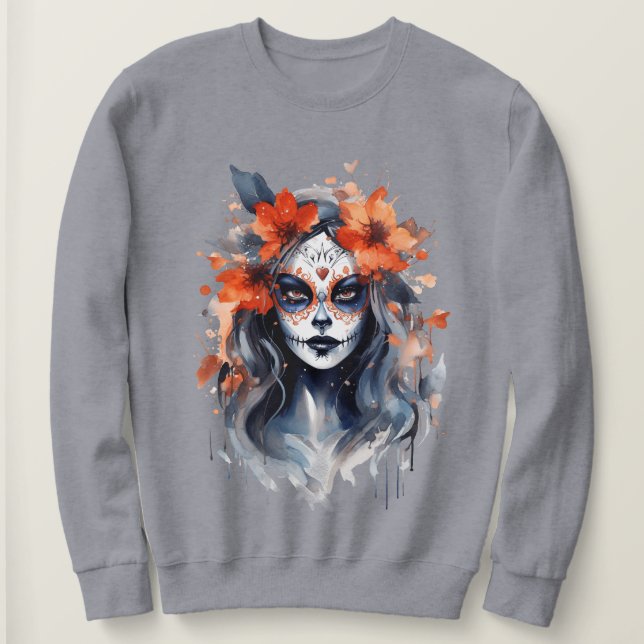 Hoodie med en söt liten häxa för Halloween T Shirt (Design framsida)