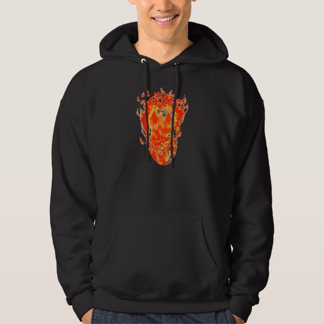 Hoodie med flammande skallhoodie (Framsida)