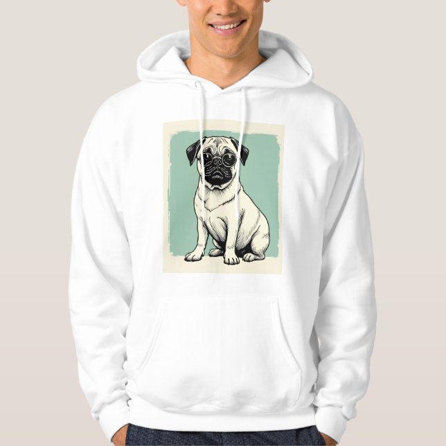 Hoodie med Pug (Framsida)