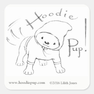 Hoodie Pup Stickers! Fyrkantigt Klistermärke