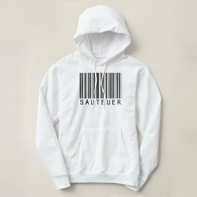 Hoodie "SAUTEUER" Barcode schwarz  T Shirt (Design framsida)