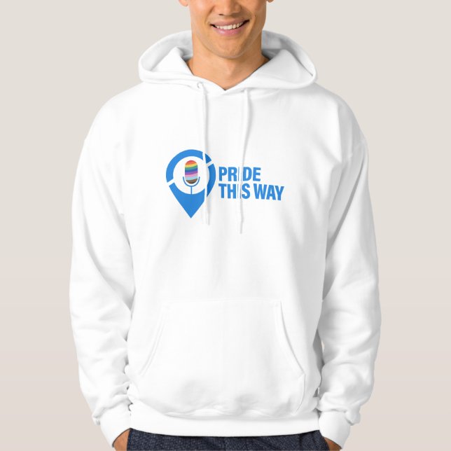 Hoodie 'Serverar glädje i varje tidszon.' (Framsida)