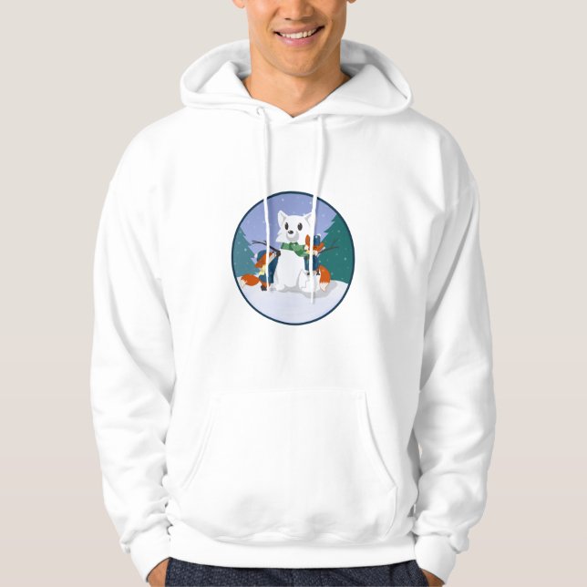 Hoodies för Kitsune snödag Sweatshirt Med Luva (Framsida)