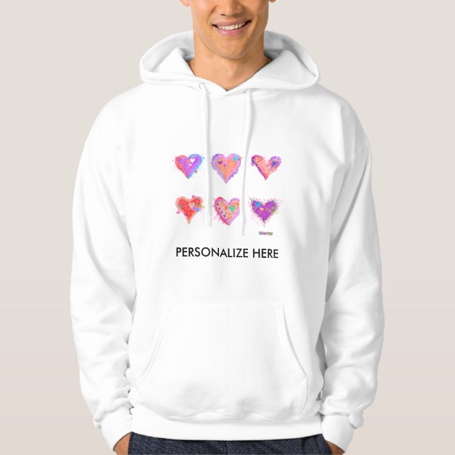 Hoodies, Sweats - Pop Art Crazy Hearts 2 Sweatshirt Med Luva (Framsida)
