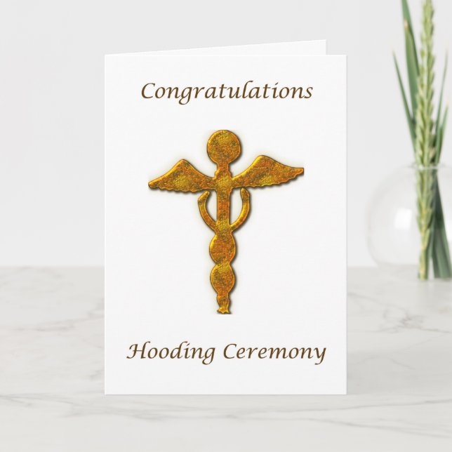 Hooding Ceremony Guld Medical Symbol Gratulerar Kort (Framsida)