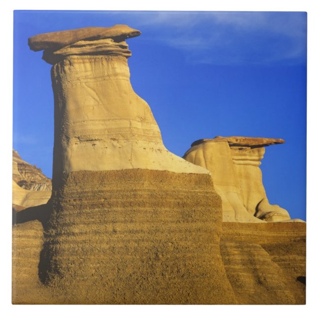 Hoodoos vid Drumheller Alberta, Kanada 2 Kakelplatta (Framsidan)