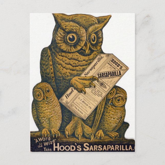 Hoods Sarsaparilla-läkemedelstonik. Vykort (Framsida)