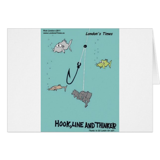 Hook Line & Thinker Roliga presenter T-shirts & ko Hälsningskort (Framsidan Horizontal)