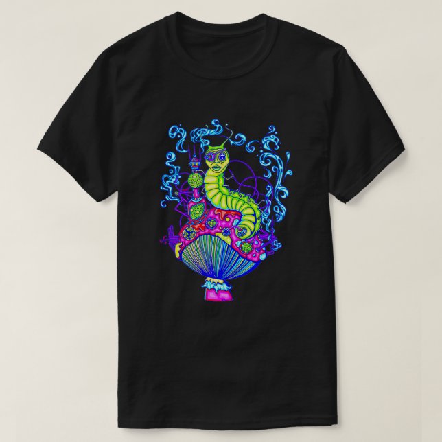 Hooka Smoking Caterpelarglöd T Shirt (Design framsida)