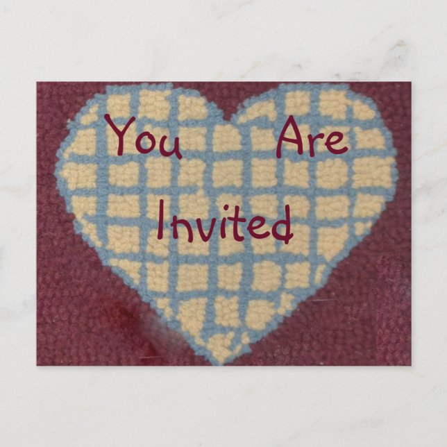 Hookad Matta Heart-inbjudan Inbjudan Vykort (Framsida)