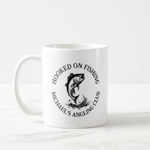 Hooked On Fishing-logotyp, Personlig Fiskeklubb Kaffemugg