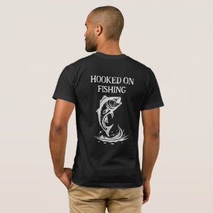 Hooked On Fishing-logotyp, Personlig Fiskeklubb T Shirt