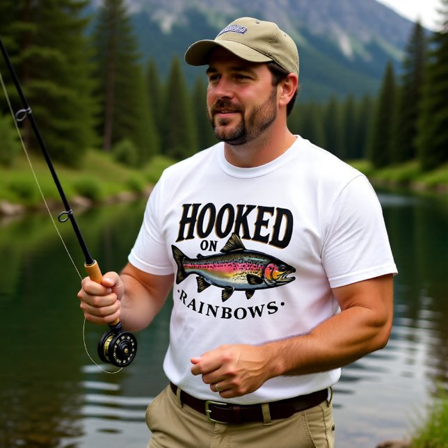Hooked on Rainbows Trout Fishing T Shirt (Skapare uppladdad)