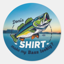 Hooked on Style: Donis' Bass Fishing Adventure Runt Klistermärke