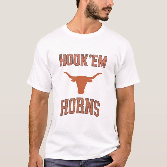 Hook'em horns - Texas Bull Head with Longhorns T Shirt (Framsida)