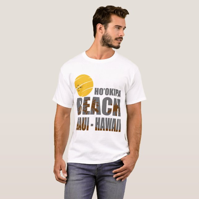 HO'OKIPA BEACH MAUI HAWAII T-SHIRT (Hel framsida)