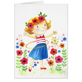 Hoolahoop Girl Hälsningskort