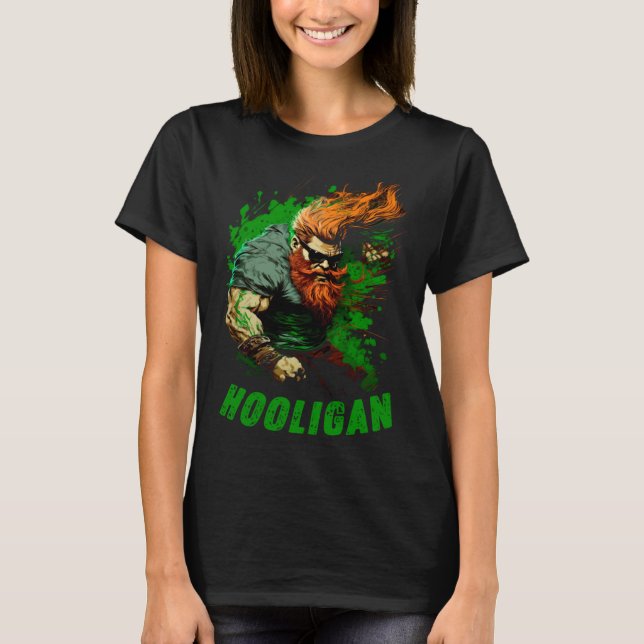 Hooligan Irish Leprechaun T Shirt (Framsida)