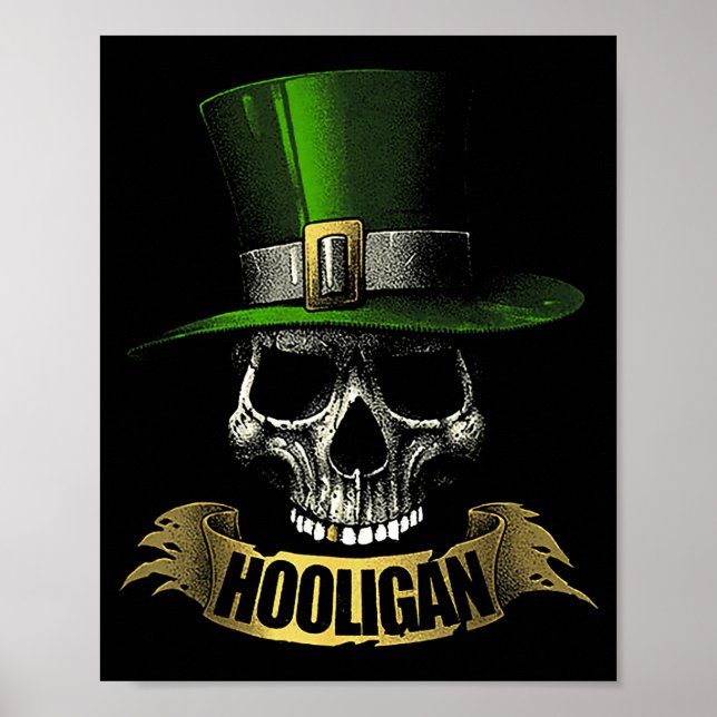 Hooligan Skull Funny Iri-shirt  Poster (Framsidan)