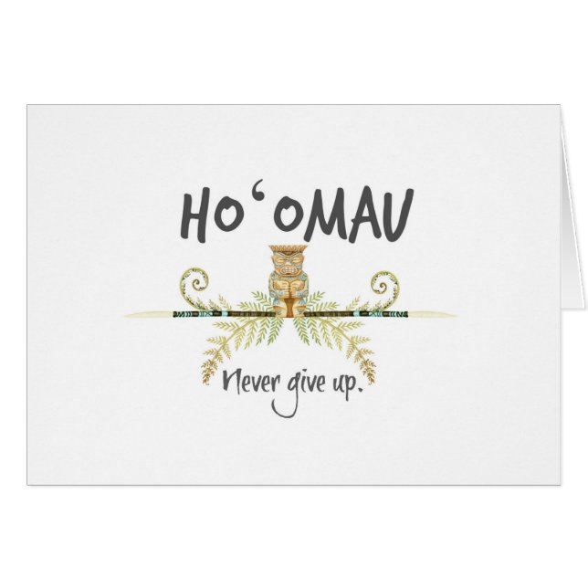 Ho'Omau Ge up Watercolor Tiki Hälsningskort (Framsidan Horizontal)