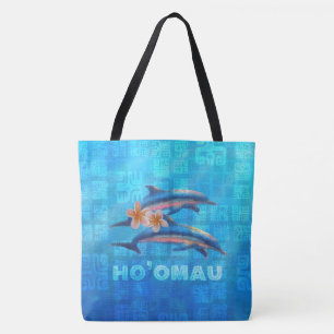 HO'OMAU Hawaiian Dolphins Primitive Collage Tygkasse