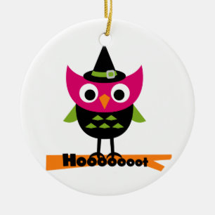 Hoooot Uggla Halloween T-shirts och gåvor Julgransprydnad Keramik