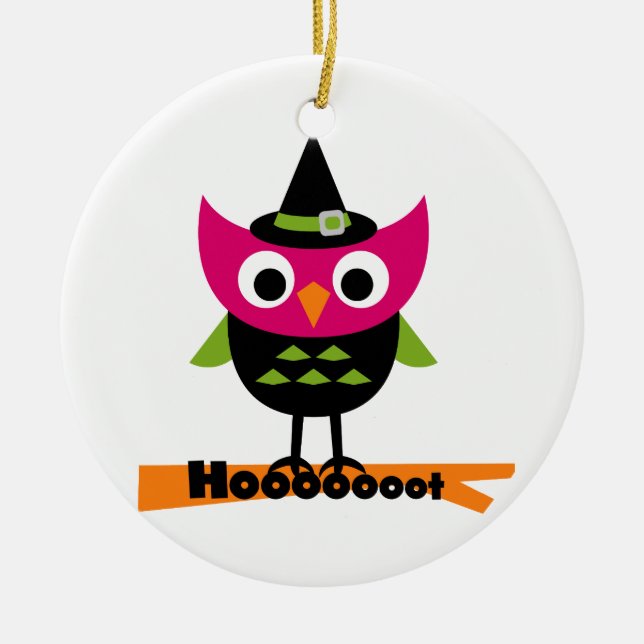 Hoooot Uggla Halloween T-shirts och gåvor Julgransprydnad Keramik (Framsidan)