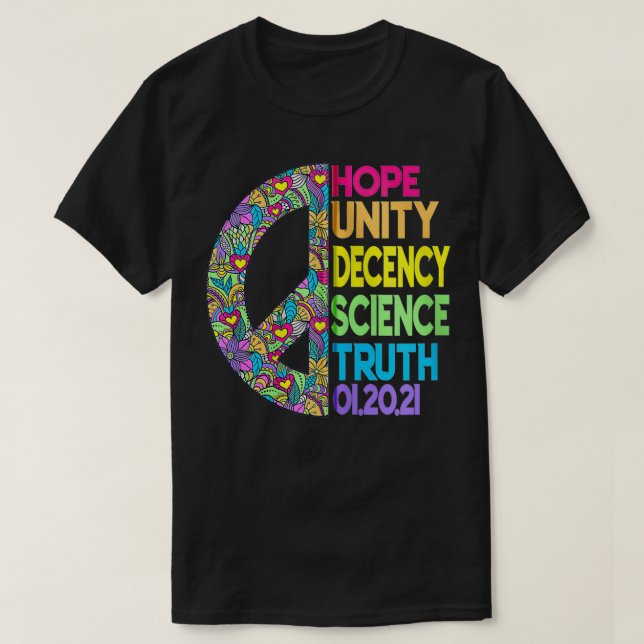 HOOPE UNITY DECENCY SCIENCE TRUTH Equality Zip T Shirt (Design framsida)