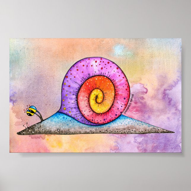 Hoopla Snail på vattenfärgposter Poster (Framsidan)