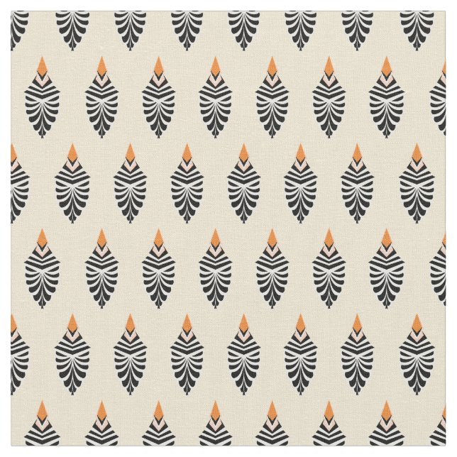 Hoopoe Bird Geometric Mönster på off-White Tyg (Närbild)