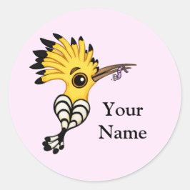 Hoopoe Bird Tecknad (ditt namn) anpassningsbar Sti Runt Klistermärke