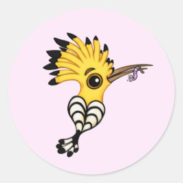 Hoopoe Bird Tecknad Sticker Runt Klistermärke