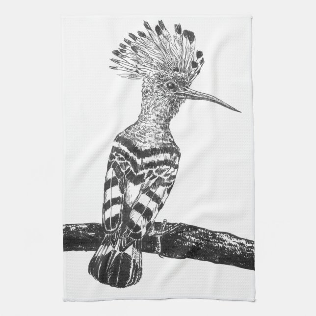 Hoopoe teckning kökshandduk (Vertikal)