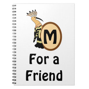 Hoopoe Whimsical Bird Monogram Anteckningsbok