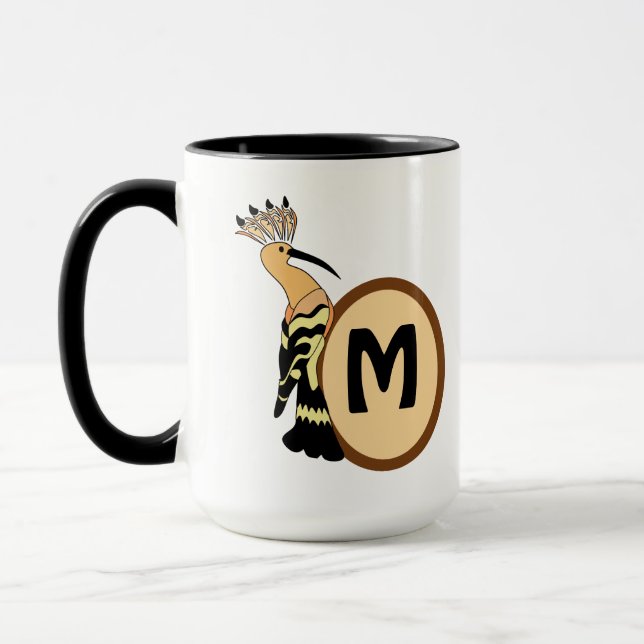 Hoopoe Whimsical Bird Monogram Mugg (Vänster)