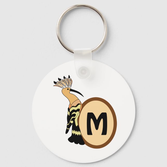 Hoopoe Whimsical Bird Monogram Nyckelring (Framsida)