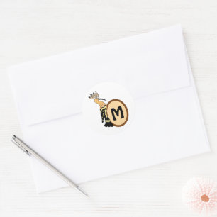 Hoopoe Whimsical Bird Monogram Runt Klistermärke