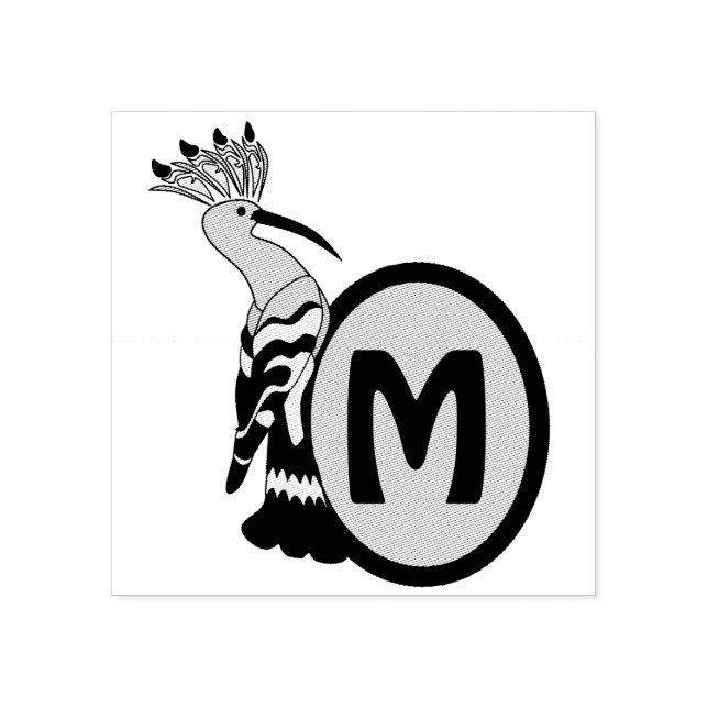 Hoopoe Whimsical Bird Monogram Stämpel (Tryck)