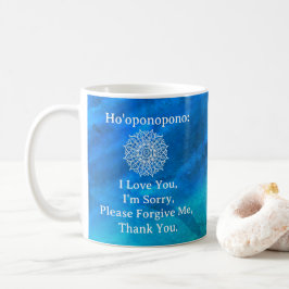 Ho'oponopono Förlåtelse Blå Grön Mandala Kaffemugg