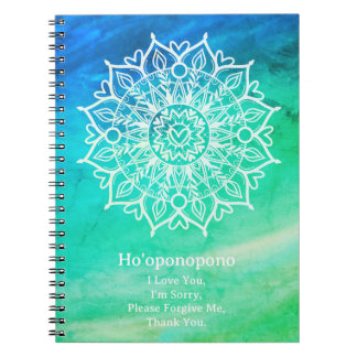 Ho'oponopono Förlåtelse Journal | Blå Grön Anteckningsbok