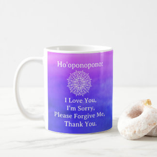 Ho'oponopono Förlåtelse Lila Rosa Ombre Mandala Kaffemugg