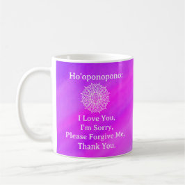 Ho'oponopono Förlåtelse Rosa Lila Ombre Mandala Kaffemugg