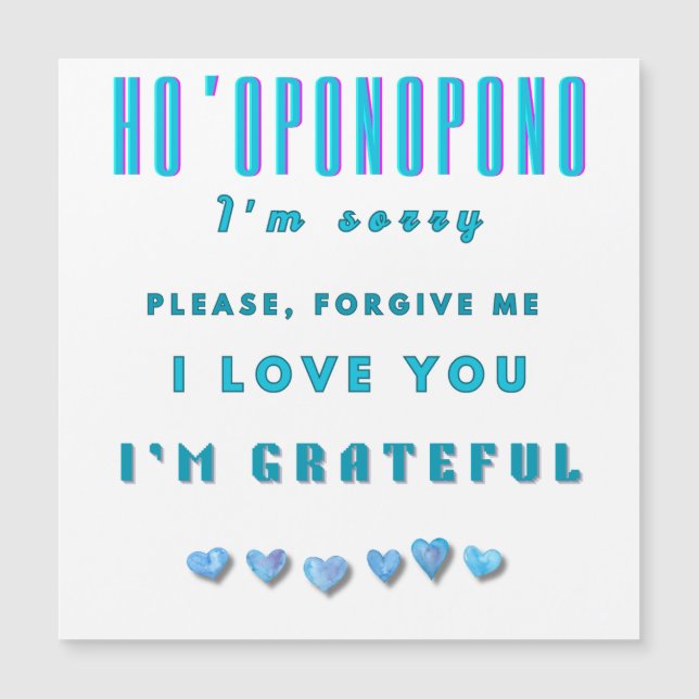 Ho'oponopono Healing Mantra - Light Blue Andlig (Framsida)